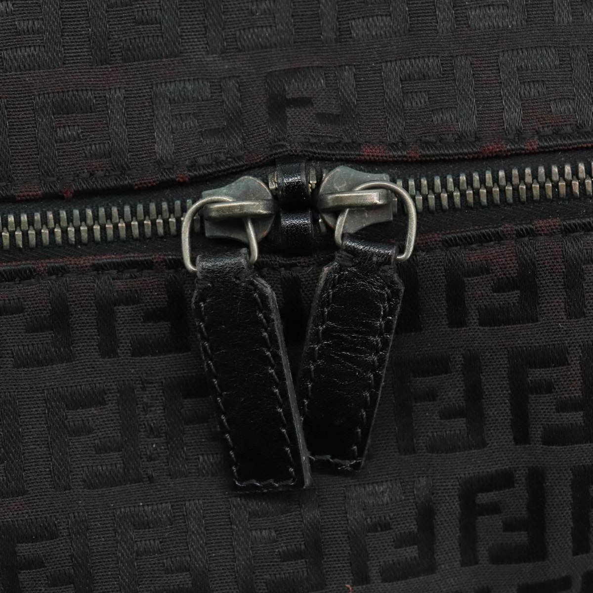 FENDI Zucchino Canvas Boston Bag Silver Black 109161