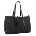 FENDI Zucchino Canvas Boston Bag Silver Black 109161