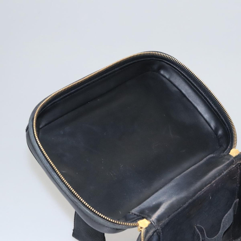CHANEL Vanity COCO Mark Cosmetic Pouch Caviar Skin Black Gold CC 109190