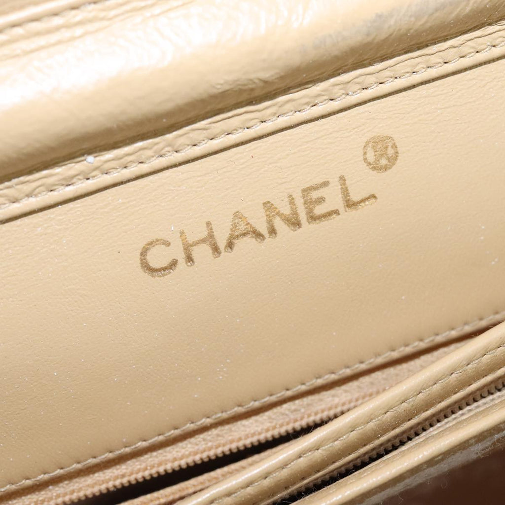 CHANEL Matelasse Chain Shoulder Bag Lamb Skin Beige Gold CC 109209