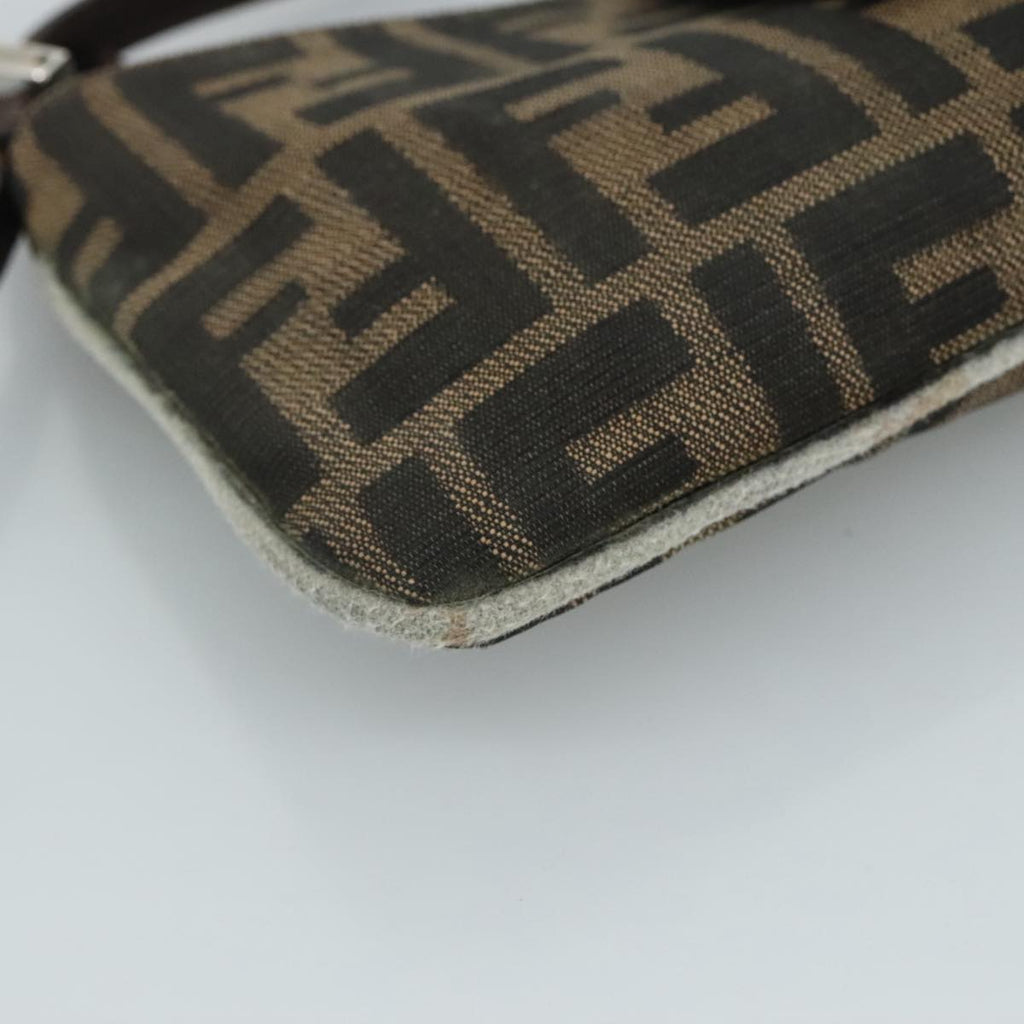 FENDI Zucca Canvas Mamma Baguette Shoulder Bag Brown Black Silver 109322