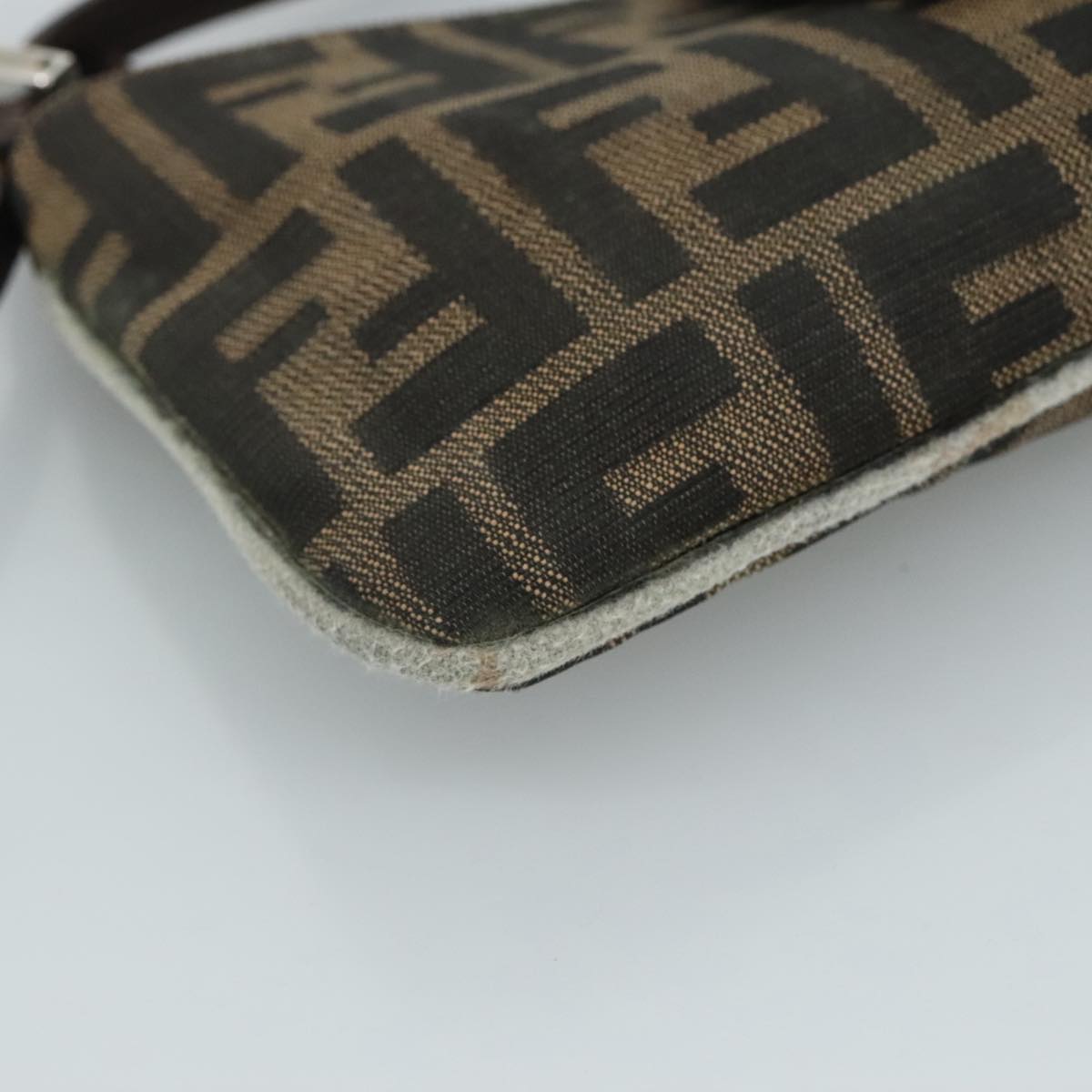 FENDI Zucca Canvas Mamma Baguette Shoulder Bag Brown Black Silver 109322