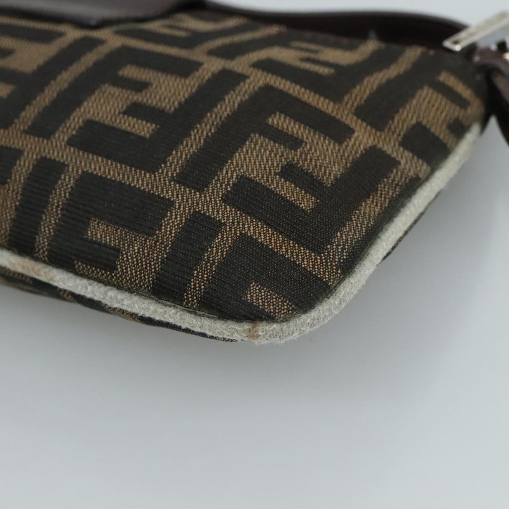 FENDI Zucca Canvas Mamma Baguette Shoulder Bag Brown Black Silver 109322