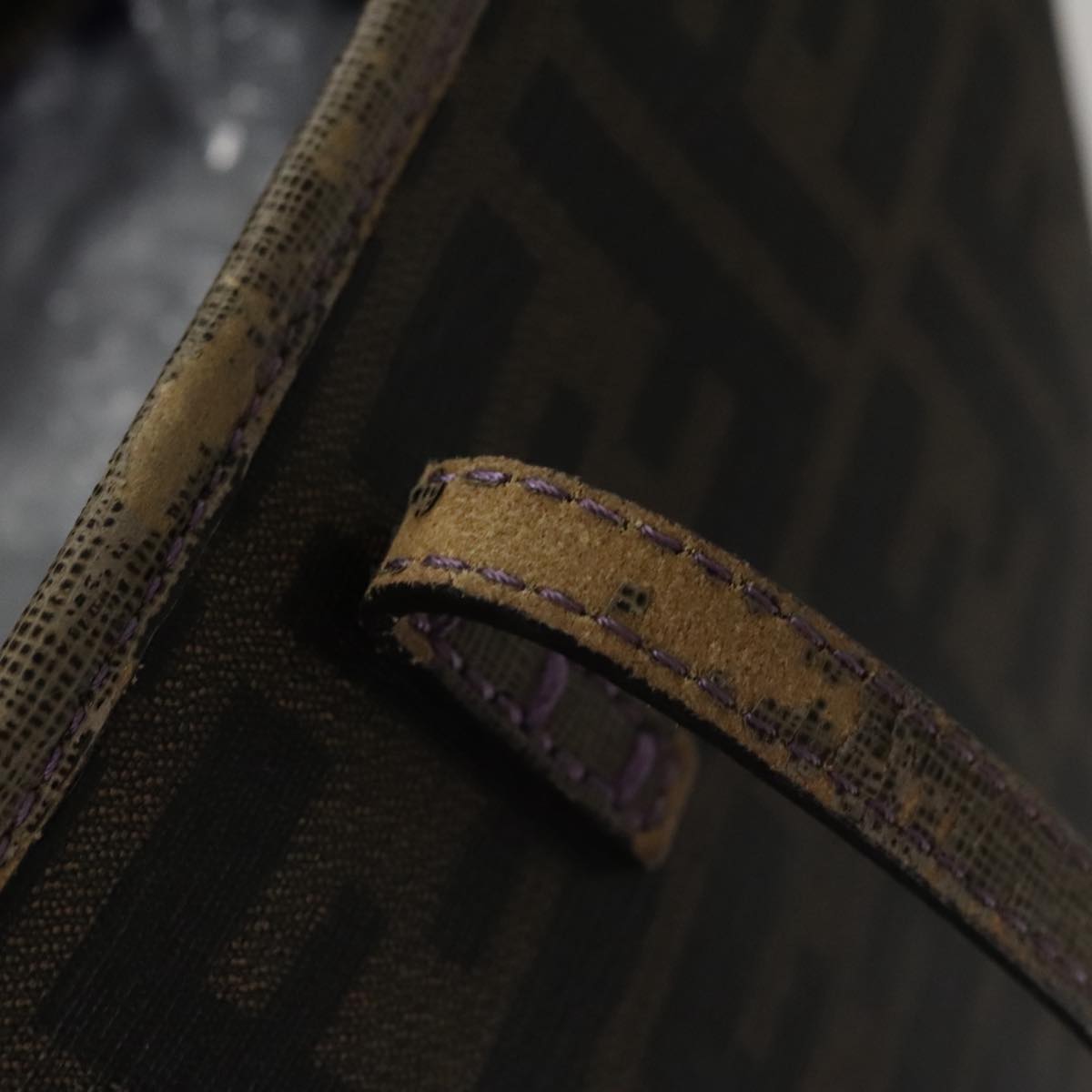 FENDI Zucca Canvas Tote Bag Brown Black 109418