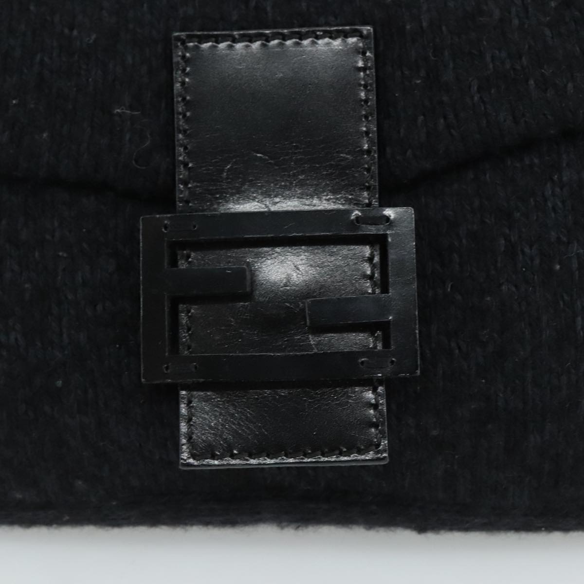 FENDI Mamma Baguette Shoulder Bag Wool Black Silver 109495