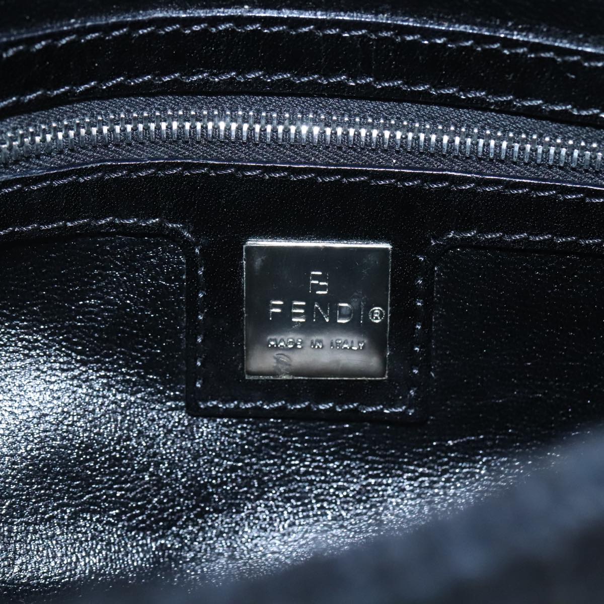 FENDI Mamma Baguette Shoulder Bag Wool Black Silver 109495
