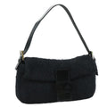 FENDI Mamma Baguette Shoulder Bag Wool Black Silver 109495