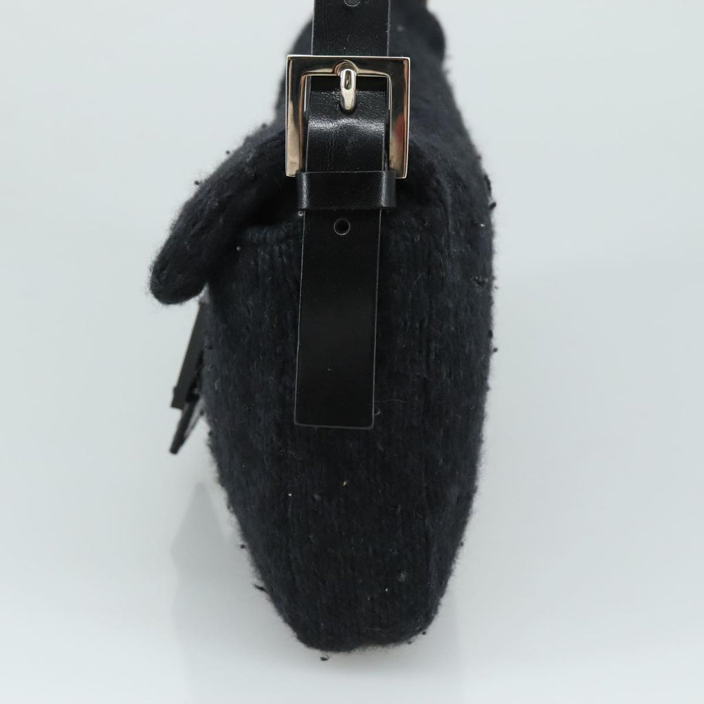 FENDI Mamma Baguette Shoulder Bag Wool Black Silver 109495