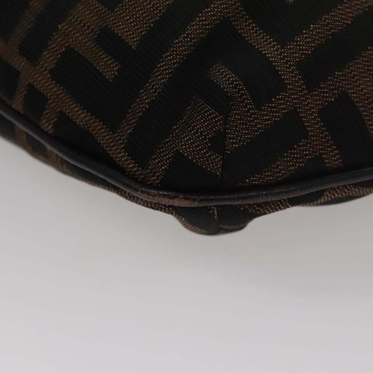 FENDI Zucca Canvas Shoulder Bag Brown Black 109499