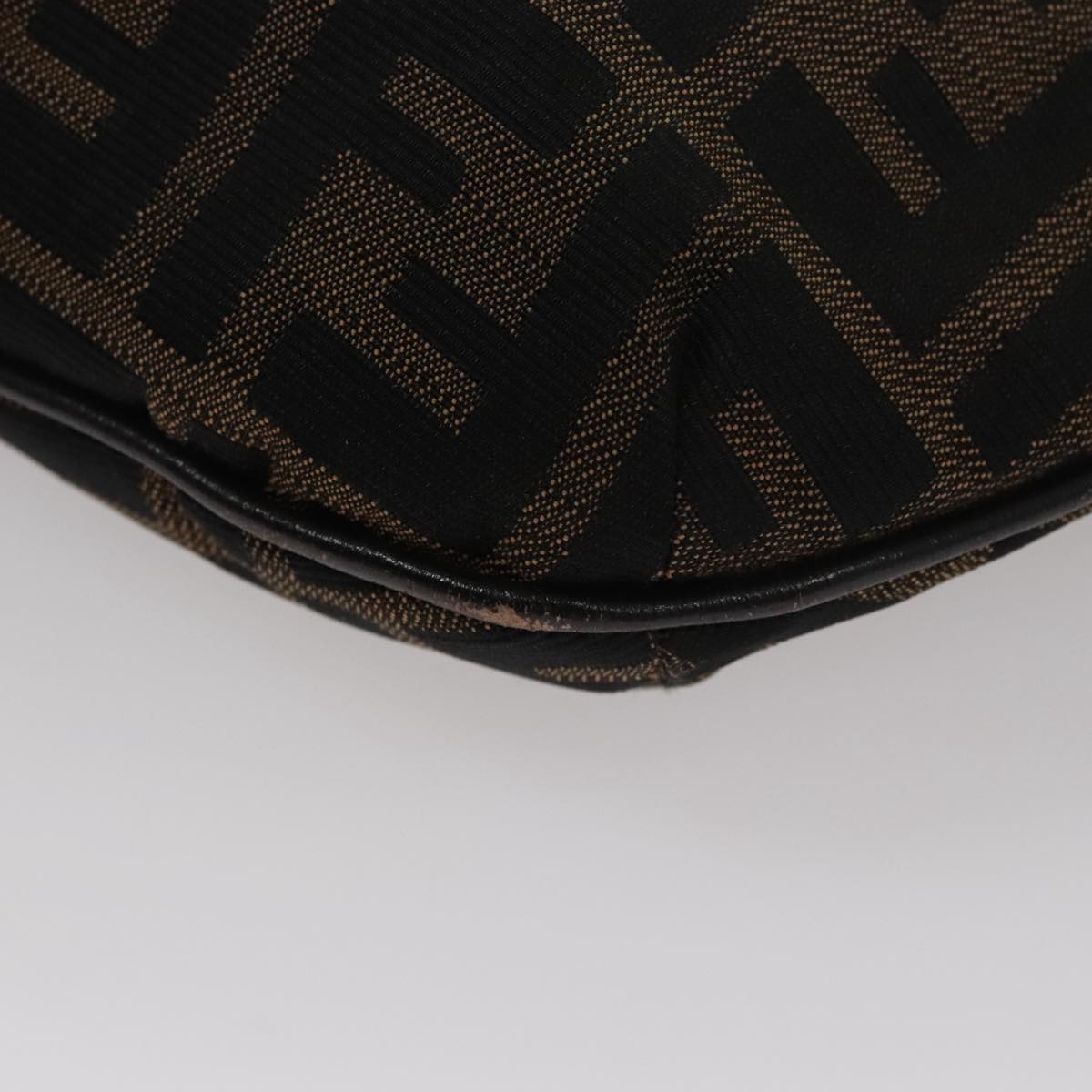 FENDI Zucca Canvas Shoulder Bag Brown Black 109499