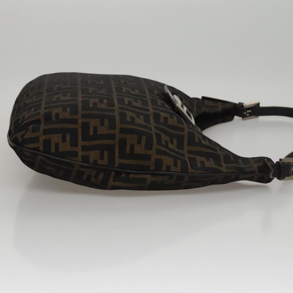 FENDI Zucca Canvas Shoulder Bag Brown Black 109499