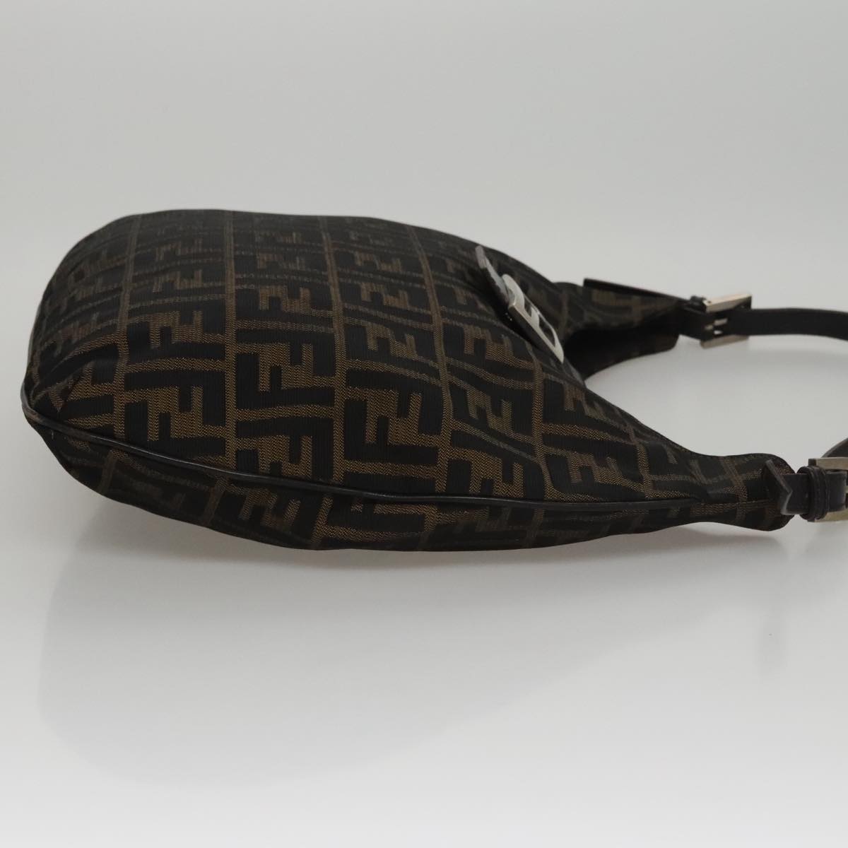 FENDI Zucca Canvas Shoulder Bag Brown Black 109499