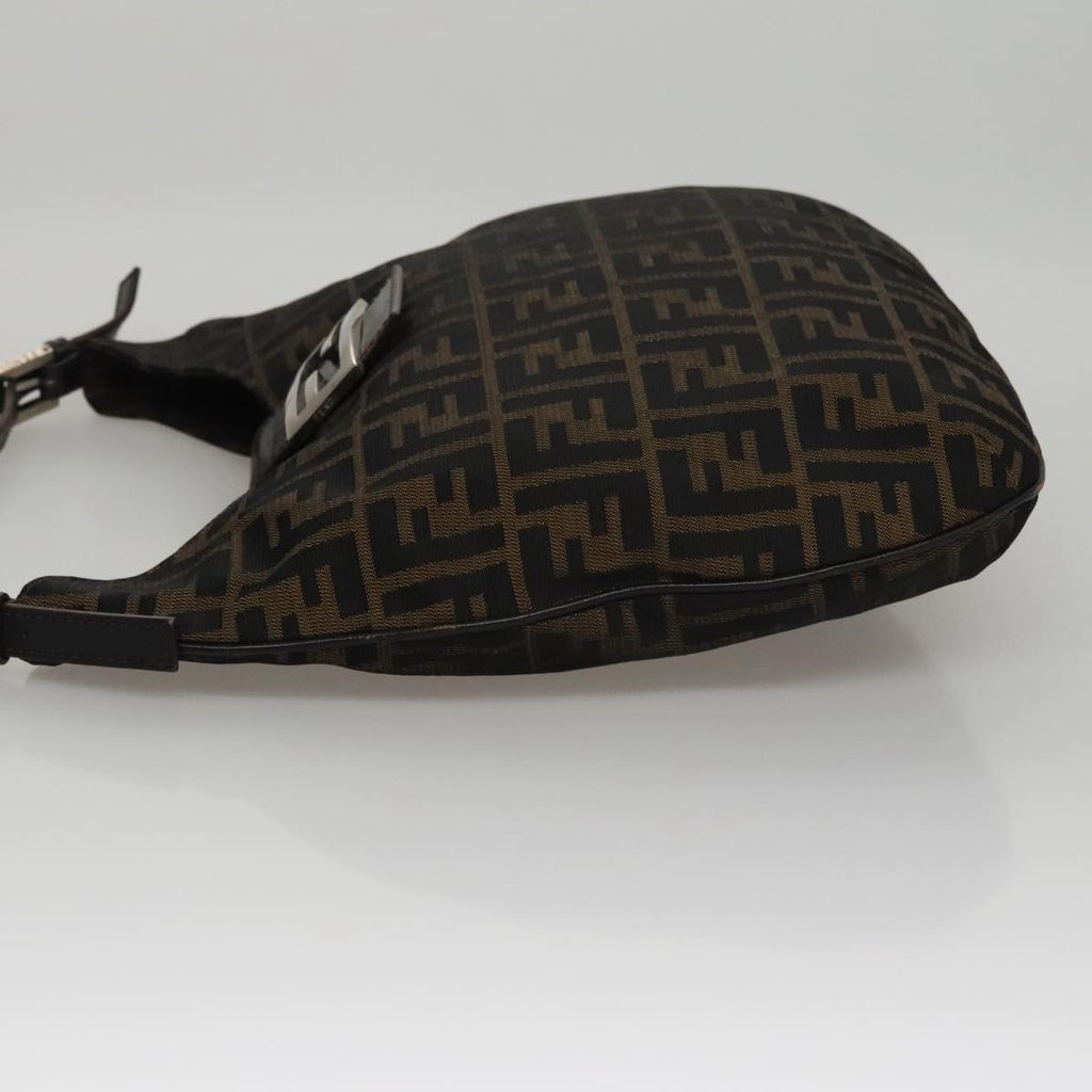 FENDI Zucca Canvas Shoulder Bag Brown Black 109499