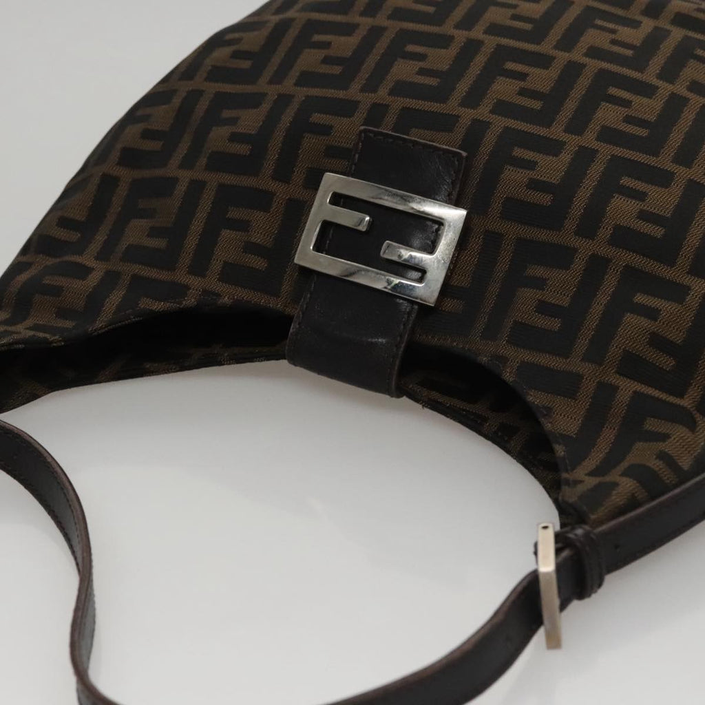 FENDI Zucca Canvas Shoulder Bag Brown Black 109499