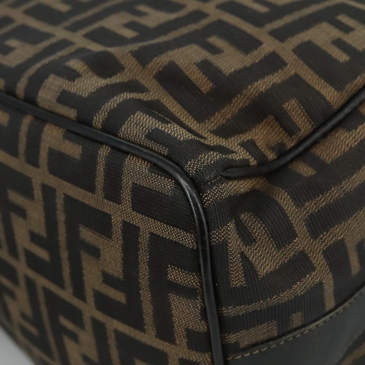 FENDI Zucca Canvas Hand Bag Brown Black 109509