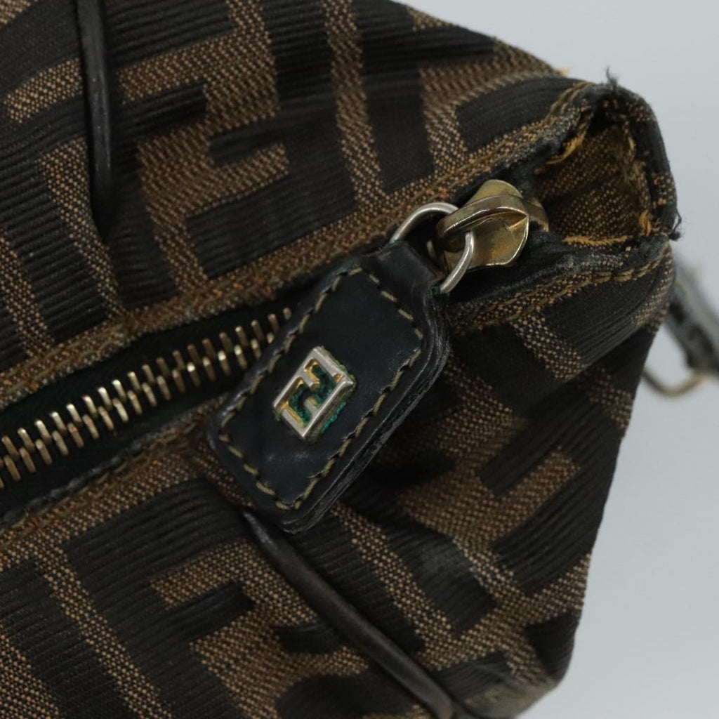 FENDI Zucca Canvas Hand Bag Brown Black 109509