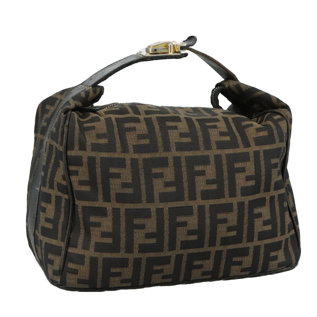 FENDI Zucca Canvas Hand Bag Brown Black 109509