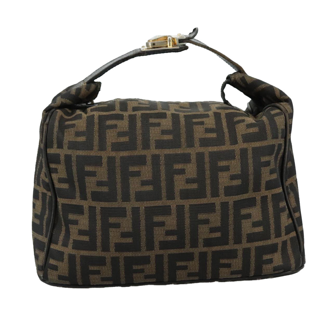 FENDI Zucca Canvas Hand Bag Brown Black 109509