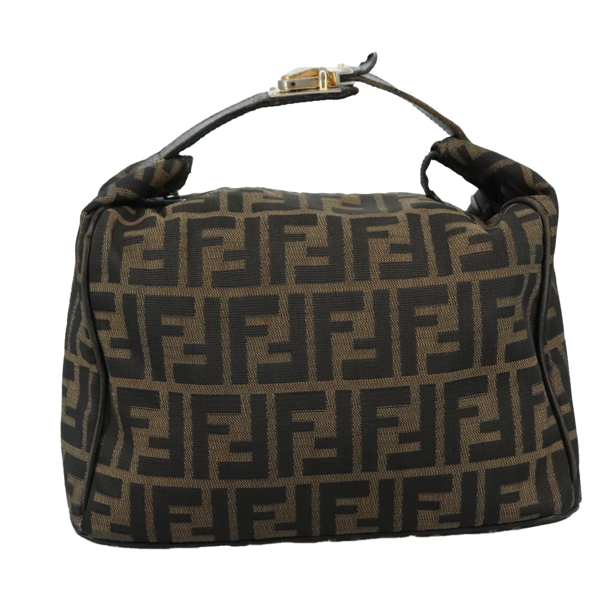 FENDI Zucca Canvas Hand Bag Brown Black 109509