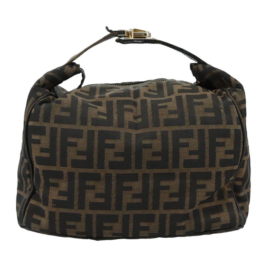 FENDI Zucca Canvas Hand Bag Brown Black 109509