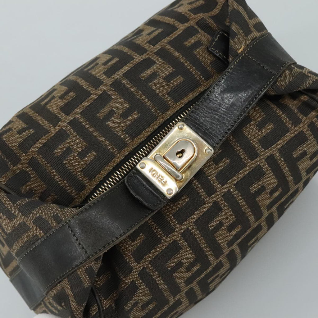 FENDI Zucca Canvas Hand Bag Brown Black 109509
