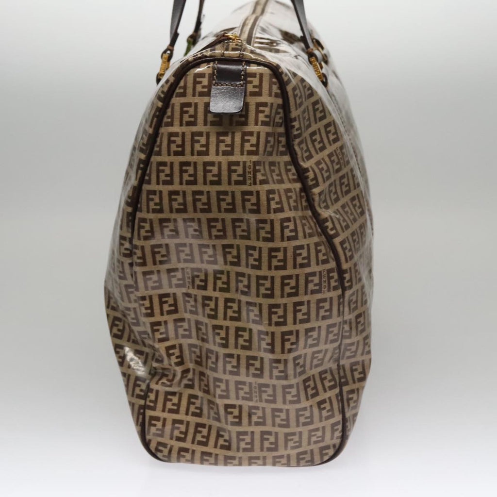 FENDI Zucchino Canvas Boston Bag Gold Beige 109630
