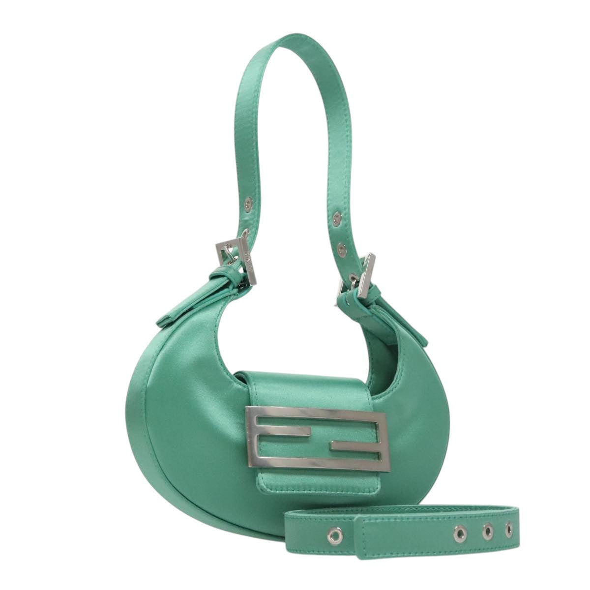 FENDI Hand Bag Satin Green 109715SA