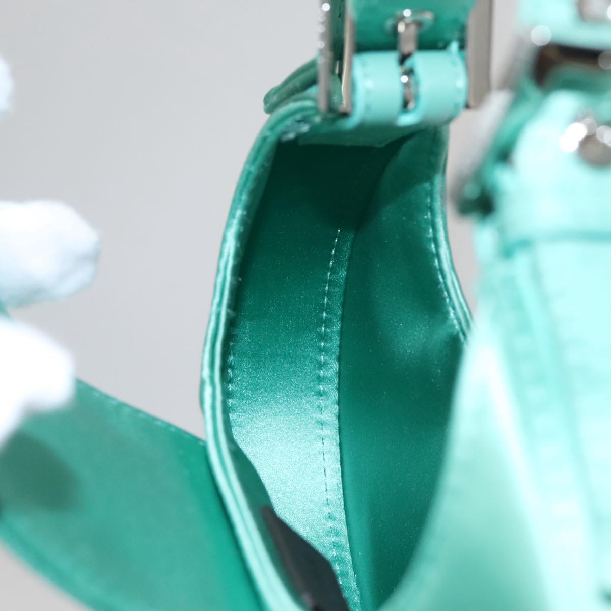 FENDI Hand Bag Satin Green 109715SA