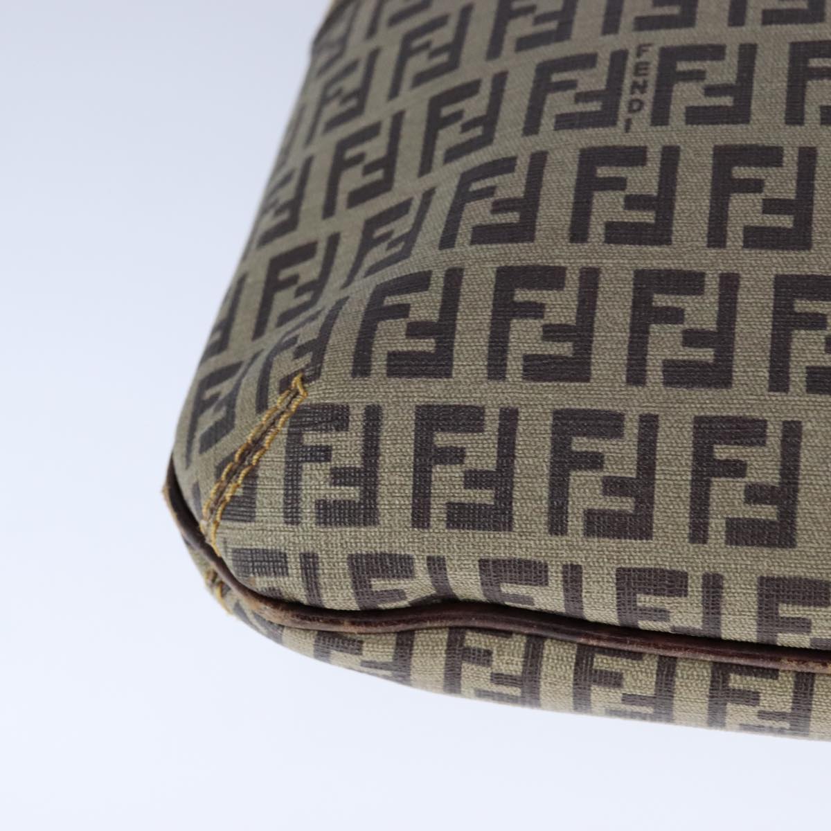 FENDI Zucca Canvas Zucchino Canvas Shoulder Bag Brown Black 109820