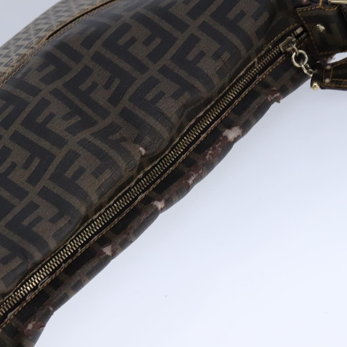 FENDI Zucca Canvas Zucchino Canvas Shoulder Bag Brown Black 109820