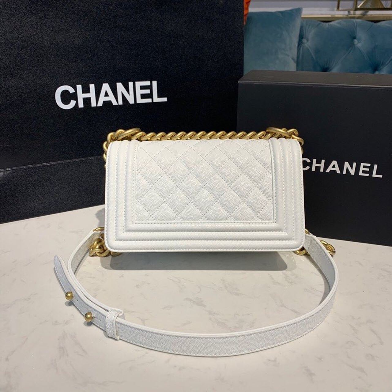 CHLSmall Boy Handbag White For Women, Women’s Bags, Shoulder And Crossbody Bags 7.8in/20cm A67085