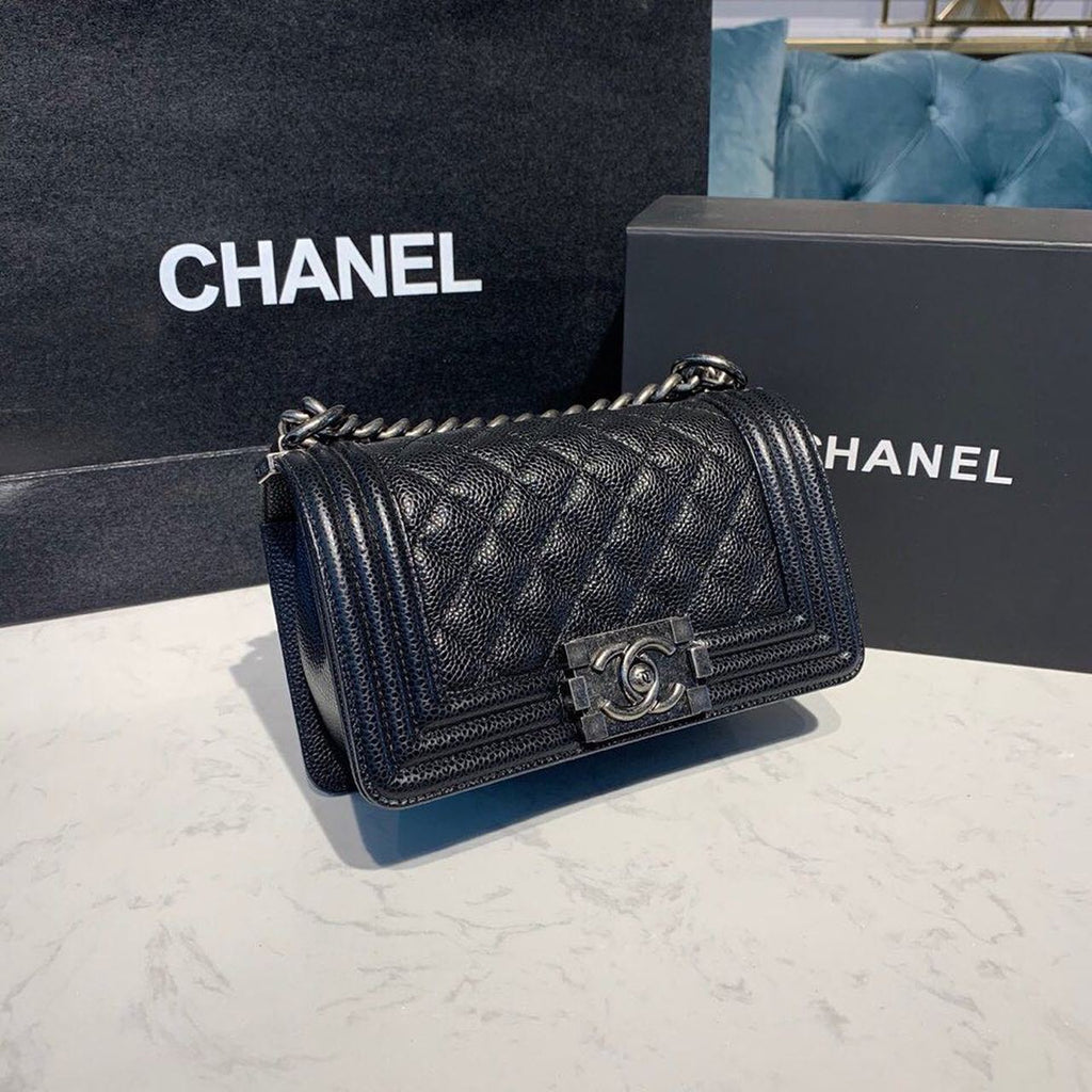 CHLSmall Boy Handbag Silver Hardware Black For Women Bags, Shoulder And Crossbody Bags 7.8in/20cm A67085
