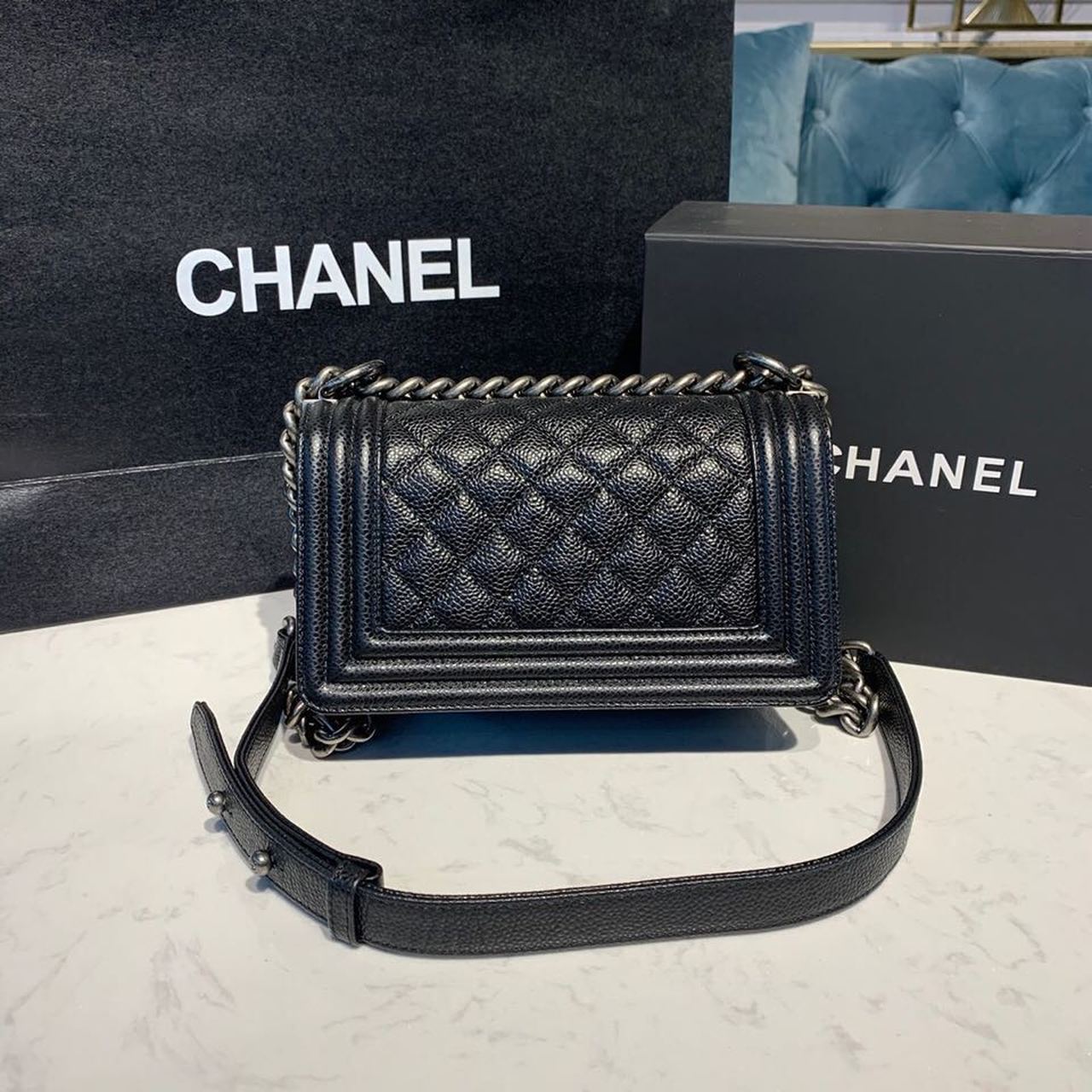 CHLSmall Boy Handbag Silver Hardware Black For Women, Women’s Bags, Shoulder And Crossbody Bags 7.8in/20cm A67085