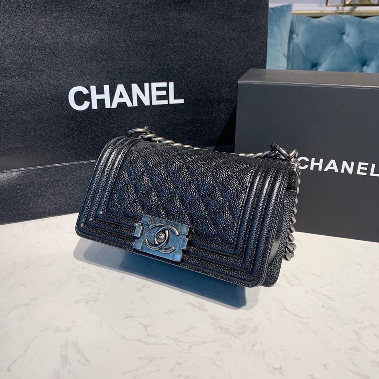 CHLSmall Boy Handbag Silver Hardware Black For Women Bags, Shoulder And Crossbody Bags 7.8in/20cm A67085