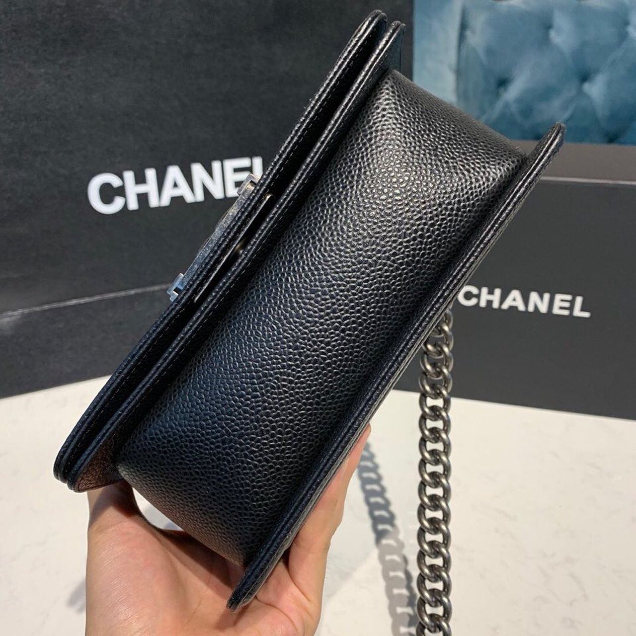 CHLSmall Boy Handbag Silver Hardware Black For Women, Women’s Bags, Shoulder And Crossbody Bags 7.8in/20cm A67085