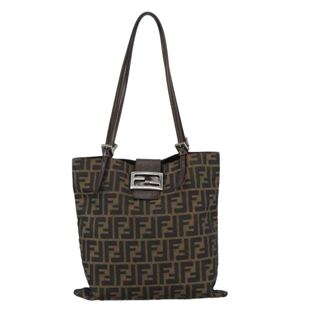 FENDI Zucca Canvas Tote Bag Brown Black 109930