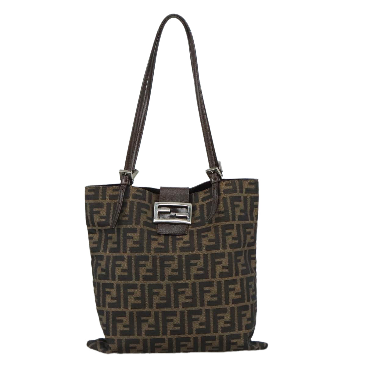 FENDI Zucca Canvas Tote Bag Brown Black 109930
