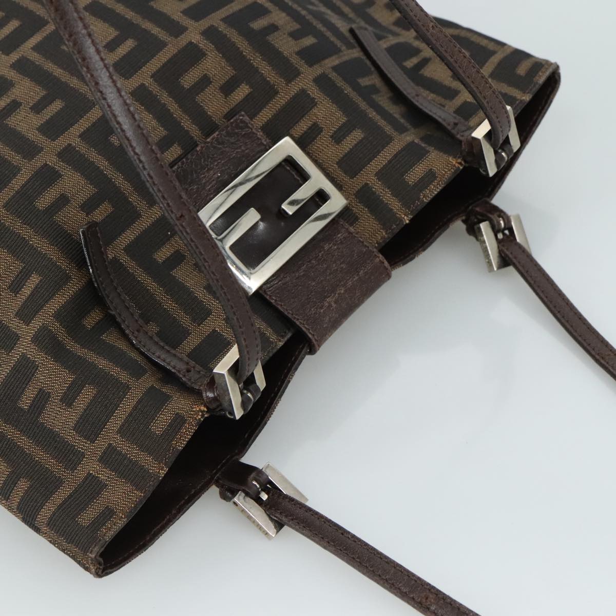 FENDI Zucca Canvas Tote Bag Brown Black 109930