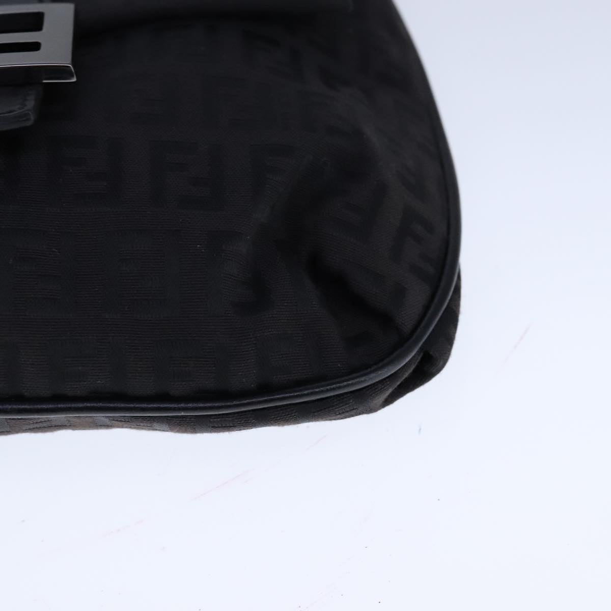 FENDI Zucchino Canvas Mamma Shoulder Bag Black 109966