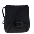 FENDI Zucchino Canvas Mamma Shoulder Bag Black 109966