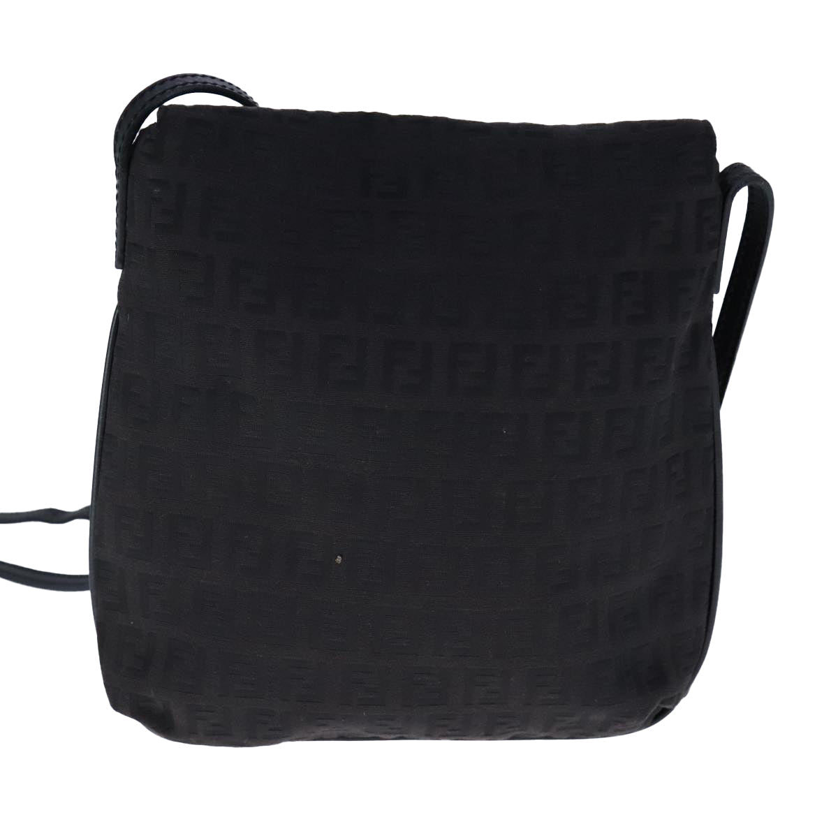 FENDI Zucchino Canvas Mamma Shoulder Bag Black 109966