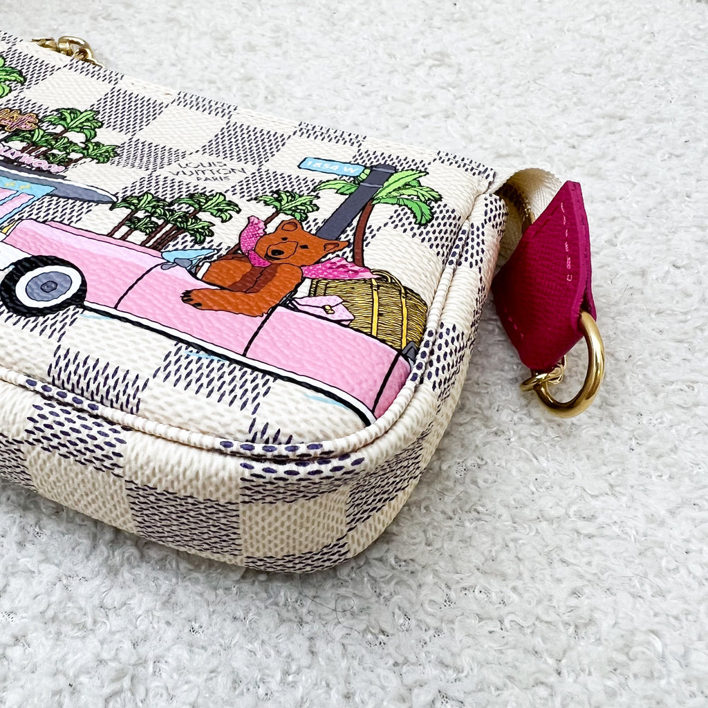 LV Mini Pochette Accessoires in Christmas 2021 Animation in Damier Azur Canvas GHW