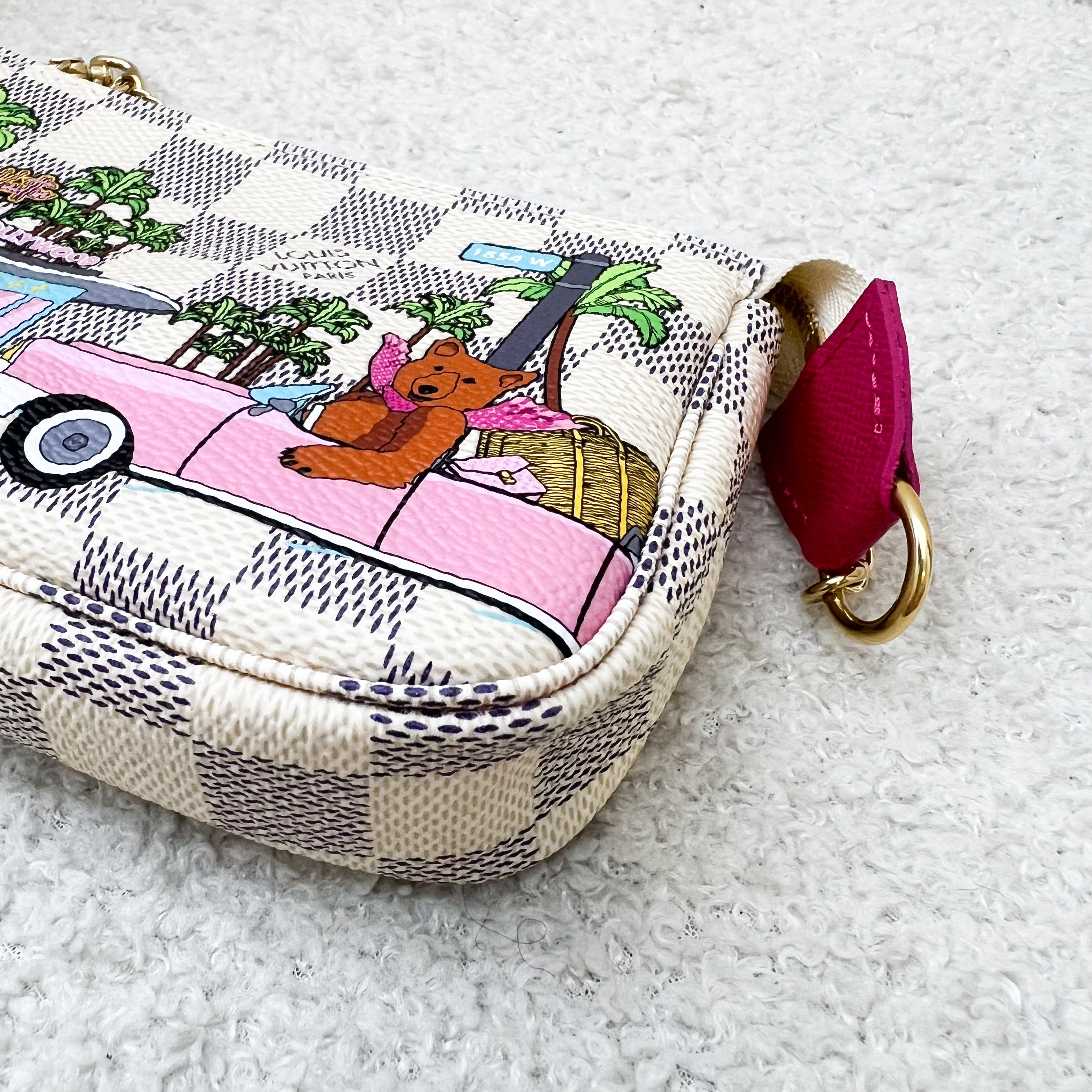 LV Mini Pochette Accessoires in Christmas 2021 Animation in Damier Azur Canvas GHW