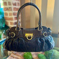 SALVATORE FERRAGAMO Gancino Marissa Brown Distressed Leather Shoulder Bag