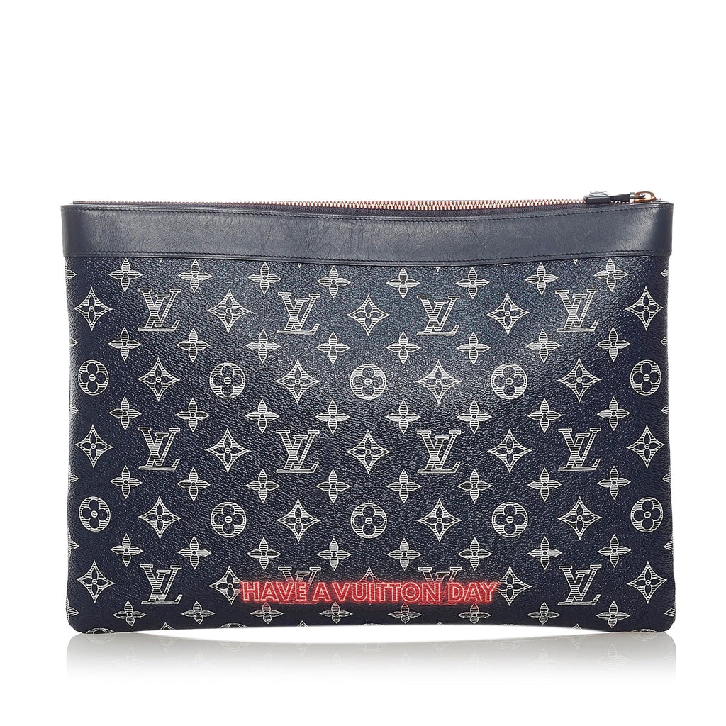 Louis Vuitton Pochette Apollo Blue Monogram Upside Down Canvas
