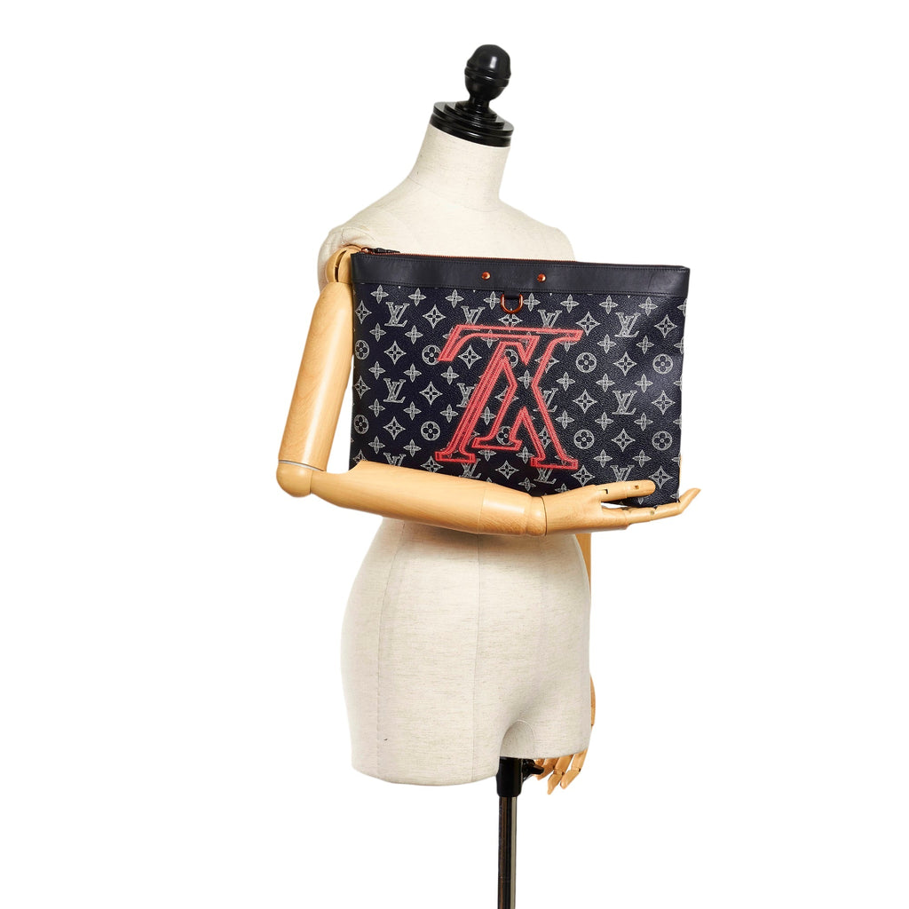 Louis Vuitton Pochette Apollo Blue Monogram Upside Down Canvas