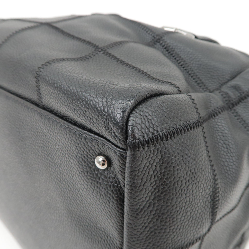 CHANEL Chocobar Caviar Skin Boston Bag Shoulder Bag Black