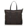 Prada Brown Dark Canvas Fabric Canapa Tote Bag Italy