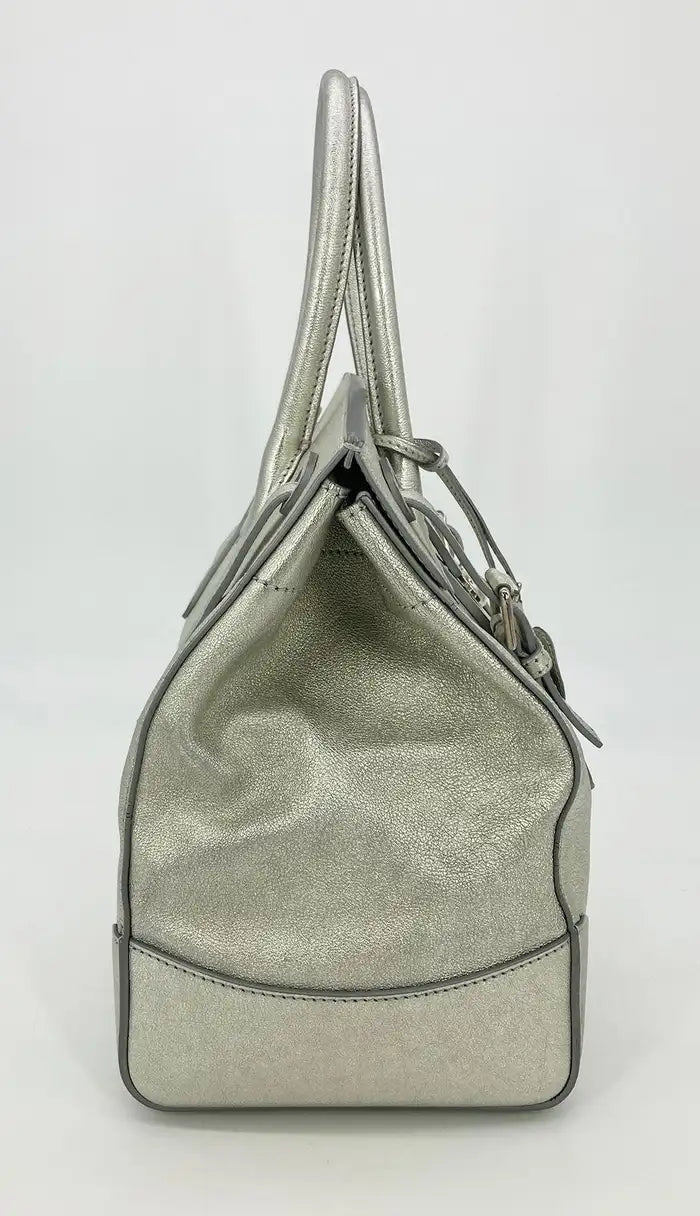 Ralph Lauren Silver Leather Rickey Bag