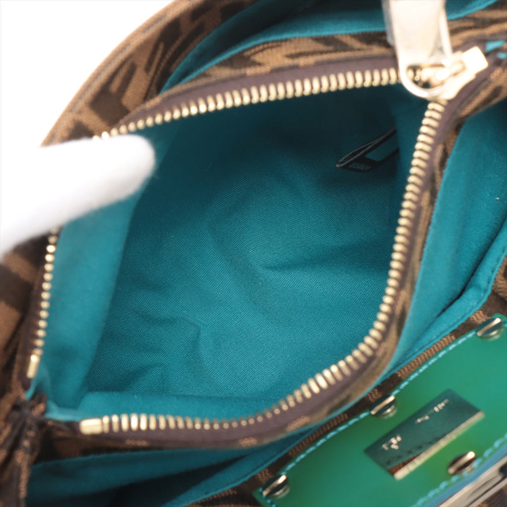 Fendi Zucca Canvas Handbag Brown and Green